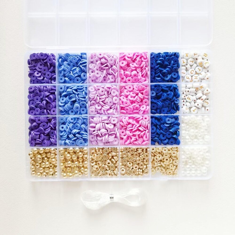 2478 5 Colors Purple Series DIY Soft Clay Beads Kit for Jewelry Making